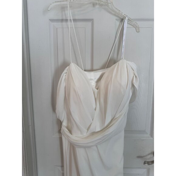 City Chic White Draped Dress Cross Back Straps Sweetheart Neckline Sheer Bridal - Picture 7 of 16